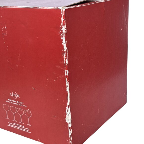 Lenox Holiday Gems Ruby Red Balloon Cup Large Crystal Wine Glasses - Set of 4 - Picture 13 of 14